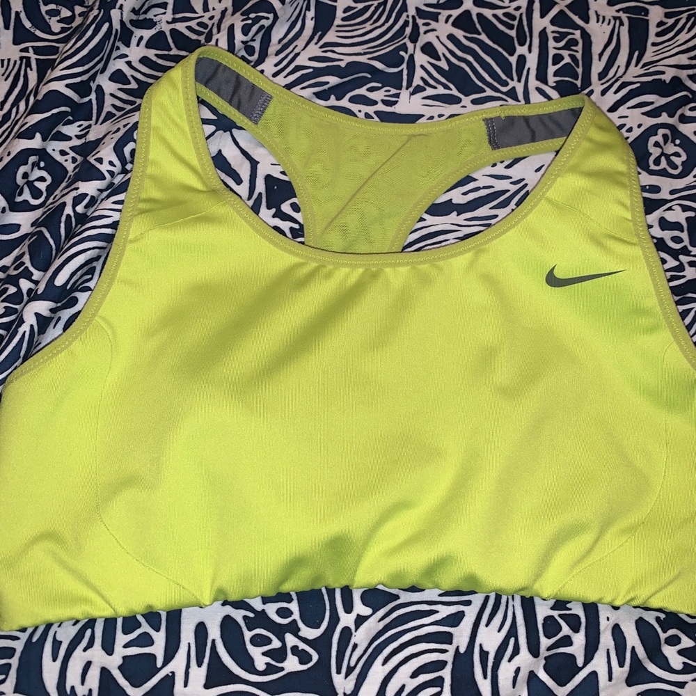 Neon green Nike sports bra